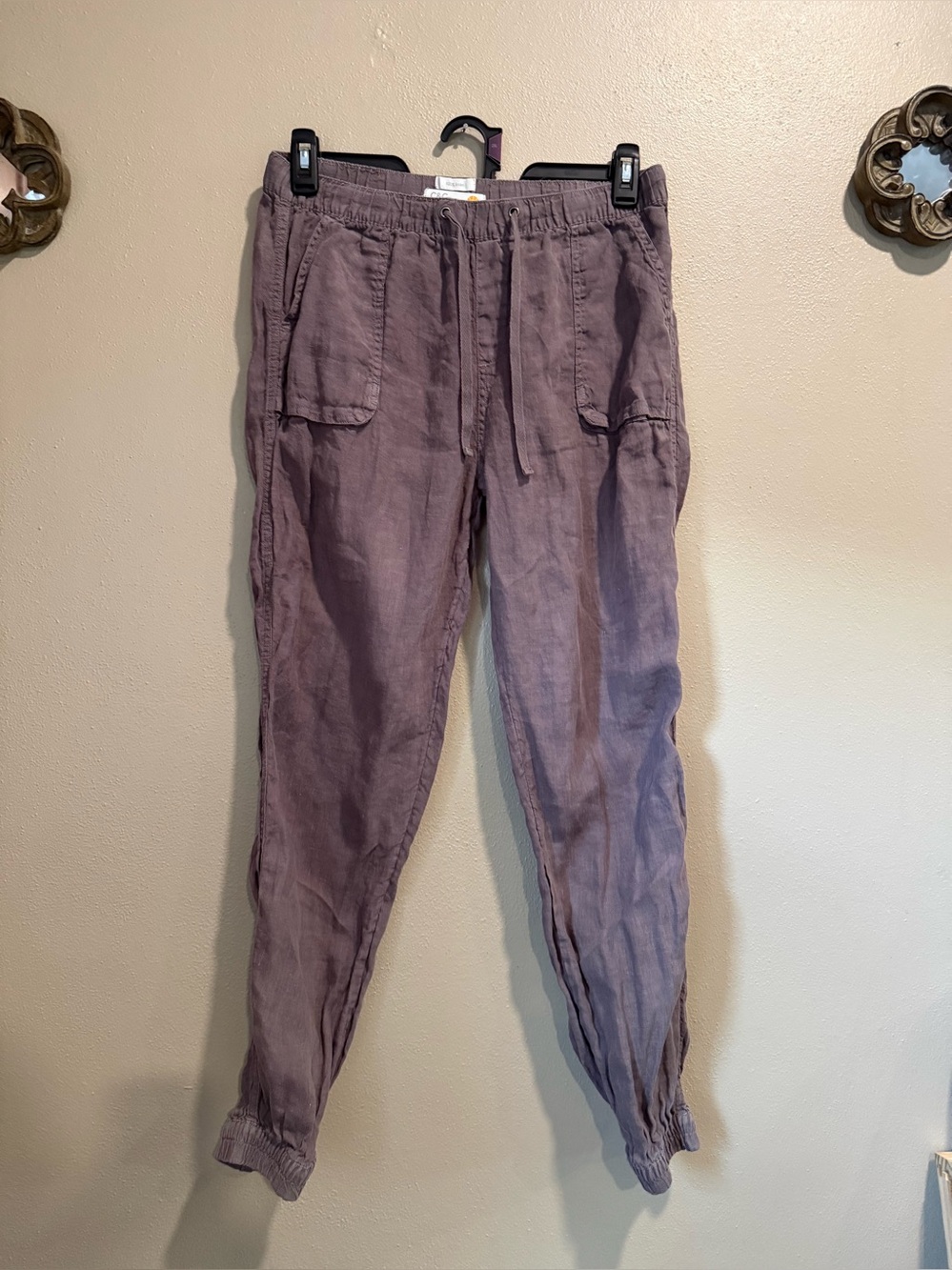 C&C California Women’s Charcoal Gray Linen Drawstring Joggers